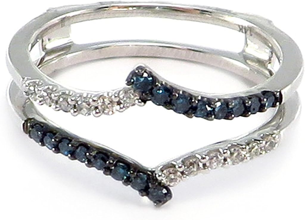 Blue Diamond Ring Wrap Guard Enhancer Insert 14k White Gold