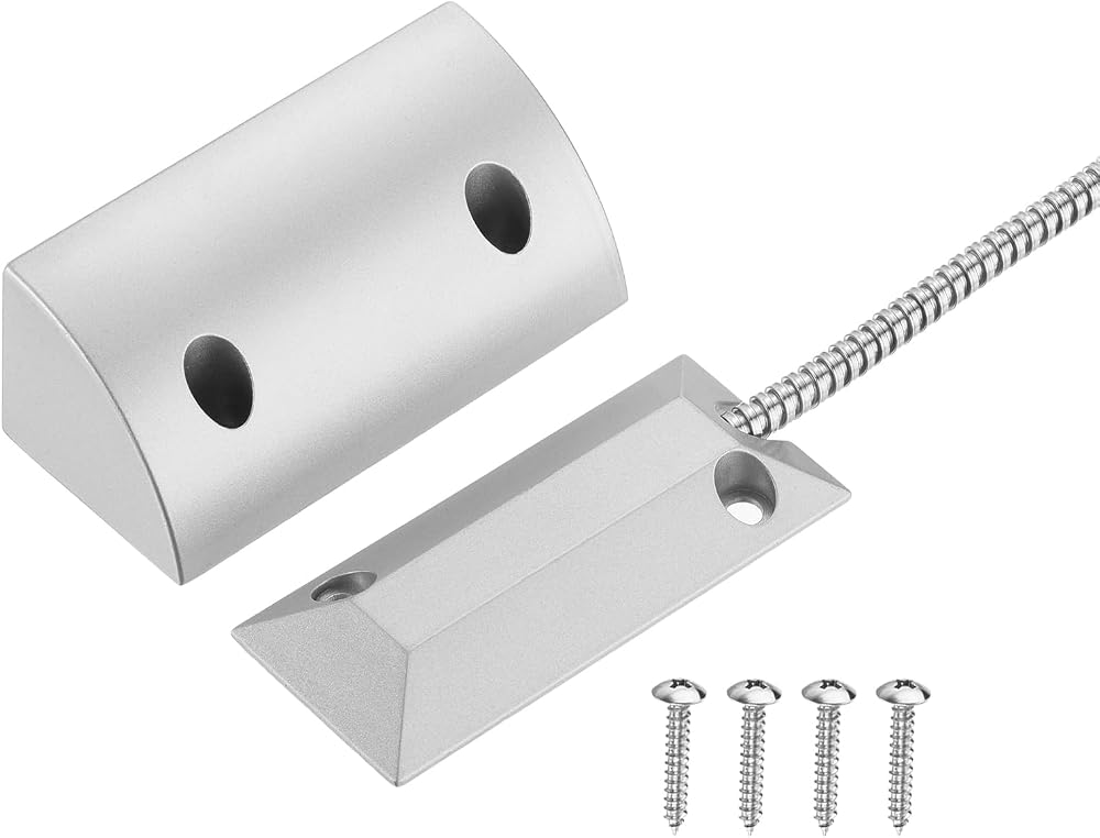 PATIKIL Garage Door Magnetic Reed Switch NO Sensor w/ Adjustable Bracket Zinc