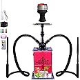 QiQiCi Hookah Set 2 Hose Hookahs Premium Pilot Hookah With Complete Hookah Accessories LED Light Travel Bag Hookah Tips Shisha Hooka