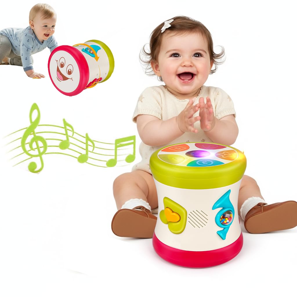 nicknack Baby Drum Kit 1 Year Old, Baby Crawling Drum Light Up for Age 12-18 Months, Sensory Learning Toys for 1 2 3 Years Old Boys Girls, Gifts for Age 6-9-12-18 Months