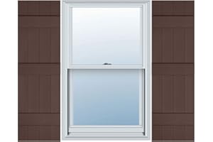Mid America 00031459009 Standard Size Four Board Joined Vinyl Shutters, w/Installation Shutter-Lok's & Matching Screws (Per Pair), 009, 14'W x 59'H, Federal Brown