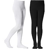 Zando 2 Pack Girls Tights for School Uniform Girls Cable Knit Tights Cotton Stockings for Kids Leggings Girls Pantyhose 6-12T
