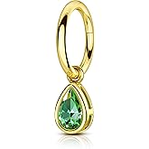 COCHARM 16G Clicker Rook Earrings Gold Plated Rook Piercing Jewelry Stainless Steel Green CZ Helix Eyebrow Piercing Rings Dangling