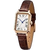 PASOY Vintage Womens Watch Analog Quartz Waterproof Ladies Watches for Women with Leather Strap Square Dial