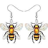 TIZURO Acrylic Cute Bumble Bee Earrings Spring Summer Bug Insects Design Trendy Dangle Jewelry For Women Wasp Lovers Gifts