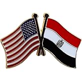 USA and Egypt Flag Die-struck Metal Friendship Lapel Pin with Butterfly Clasp Closure