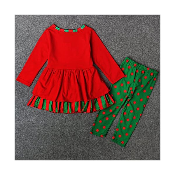 Azhido Baby Girls Christmas 2pc Pant Clothing Set Long Sleeve Deer Outfits (2T, Red) - Image 5