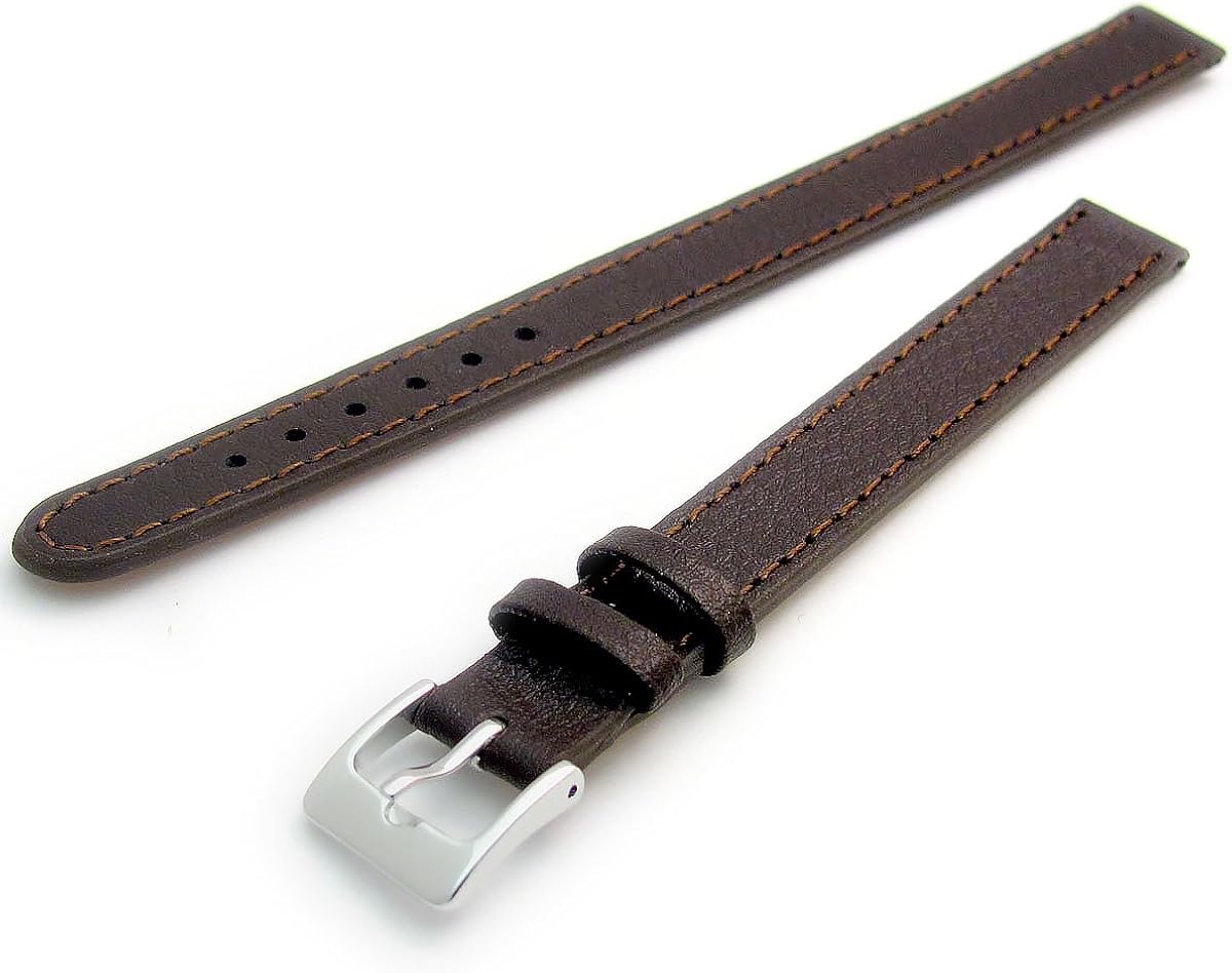 Super Long Ladies XXL Leather Watch Band Strap Buffalo Grain 12mm Brown