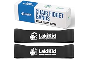 Fidget Bands for Classroom Chairs: LakiKid Flexible Seating Classroom Furniture - Perfect Chair Bands for Kids with Fidgety Feet, Alternative Seating for Students (Black 2-Pack)
