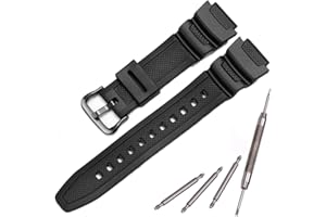 MCXGL Natural Resin Replacement Watch Band Compatible with Casio W218H W-219H AE1200WH AE-1300WH W800H SGW-300H F-108WH Waterproof Rubber strap