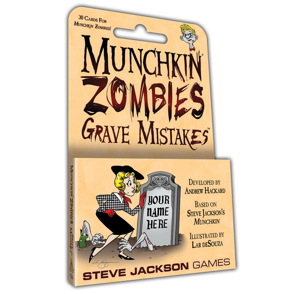 Steve Jackson Games Munchkin Zombies: Grave Mistakes Card Game (Mini-Expansion) | 30-Card Expansion | Adult, Kid & Family Game | Fantasy Adventure RPG | Ages 10+ | 3-6 Players | Play Time 120 Min