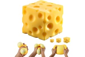 Cheese Squishy Cube Block,Squishy Fidget 成人玩具,复活节篮子袜填充物,感官压力球挤压玩具用于缓解压力(黄色 2.4 英寸)