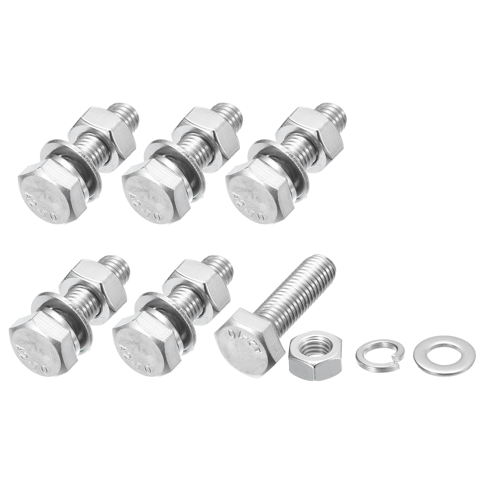 METALLIXITY Hex Head Screws Bolts, Nuts, Flat & Lock Washers Kits (M10-1.5x35mm) 6 Set, Stainless Steel Fully Threaded Machine Screws Bolt Set - for Home Appliance Equipment โ image 1