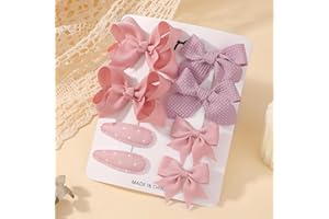 8pcs Pink Baby Girl Hair Bow Clips Set 1.6"-2.8" Toddler Hair Clips Boutique Grosgrain Ribbon Bow Knitted Butterfly Hair Barr