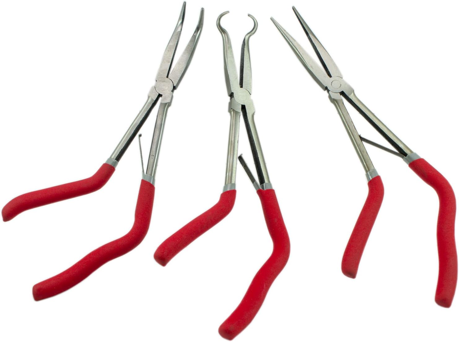 Lot De 4 Pinces à Bec Extra Long 28cm US PRO - 90°, 45°, 10° Et Droit - Pour Travail De Précision