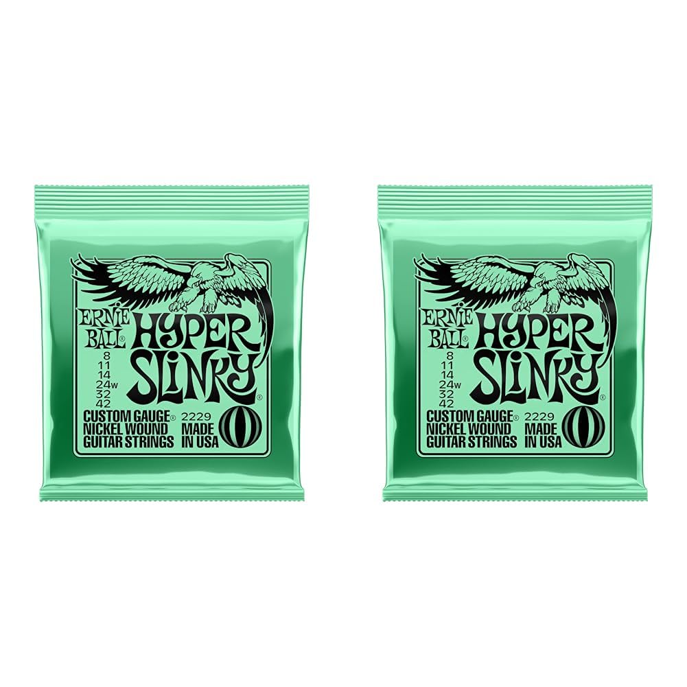 Ernie Ball P02229 Slinky Nickel Wound Electric Guitar Strings, Hyper (8-42 Gauge), Single Pack (Pack of 2)