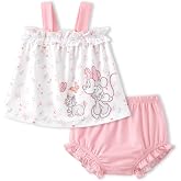 Disney Princess Baby Girl Clothes: Floral Sleeveless Ruffle Tunic Top &amp; Bloomer Diaper Cover Set Newborn Summer Outfits