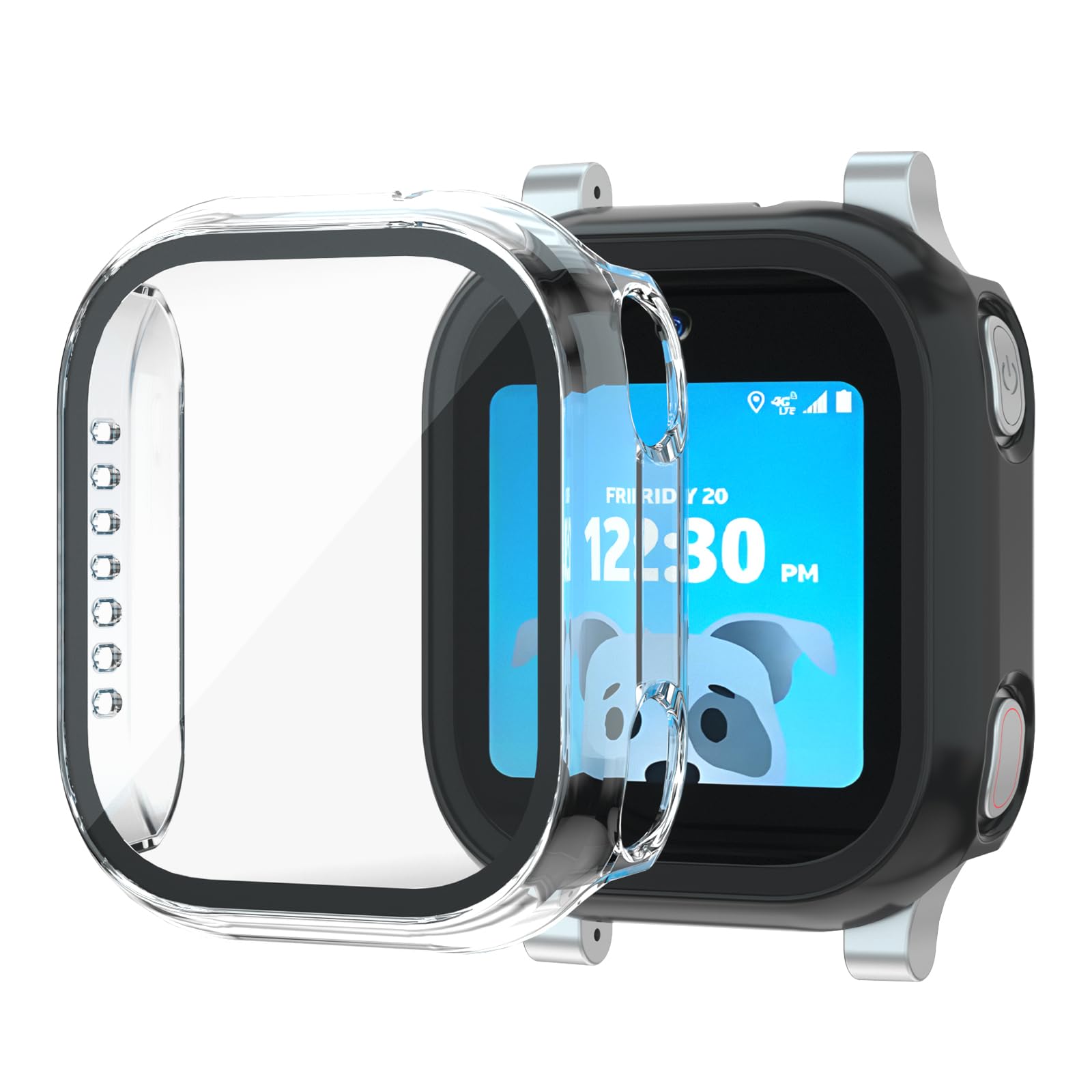 NewJourney Screen Protector Compatible with AT&T Amigo Jr Watch 1, 2 Pack Bumper Case with Scratch-Resistant Tempered Glass (Not for Amigo Watch 2)