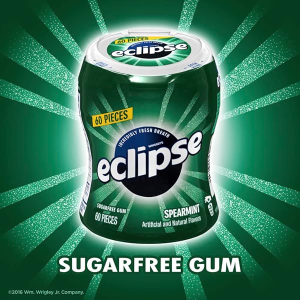 ECLIPSE CHEWING GUM SUGAR-FREE – SPEARMINT SUGARFREE GUM, ZERO SUGAR CANDY BULK PACK BOX, 60 COUNT (PACK OF 6)