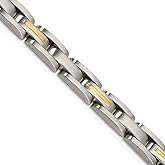 The Black Bow Men's Stainless Steel & 14k Yellow Gold Inlay Link Bracelet, 8 Inch
