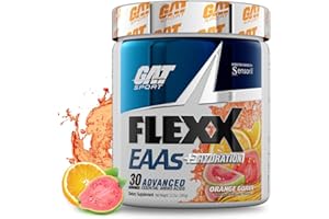 GAT SPORT Flexx EAAs + Hydration, Advanced Essential Amino Acids, 30 Servings (Orange Guava)