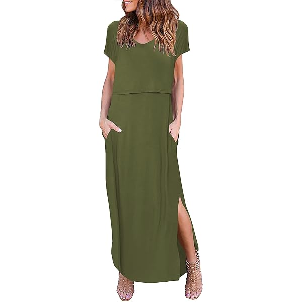 Smallshow Women's Maternity Nursing Dresses Split Long Dress for Breastfeeding Small Army Green at Amazon Women's Clothing store Smallshow Women's Maternity Nursing Dresses Split Long Dress for Breastfeeding Small Army Green at Amazon Women's Clothing store