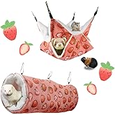 LYART Guinea Pig Rat Ferret Hammock and Warm Bed Small Pet Hideout Tunnel Cave Hanging Bunkbed Hammock Cage Toy for Hamster S