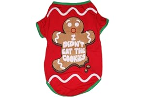 Petitebella Christmas Theme Puppy Dog Shirt (Red Gingerbread Man, Medium)
