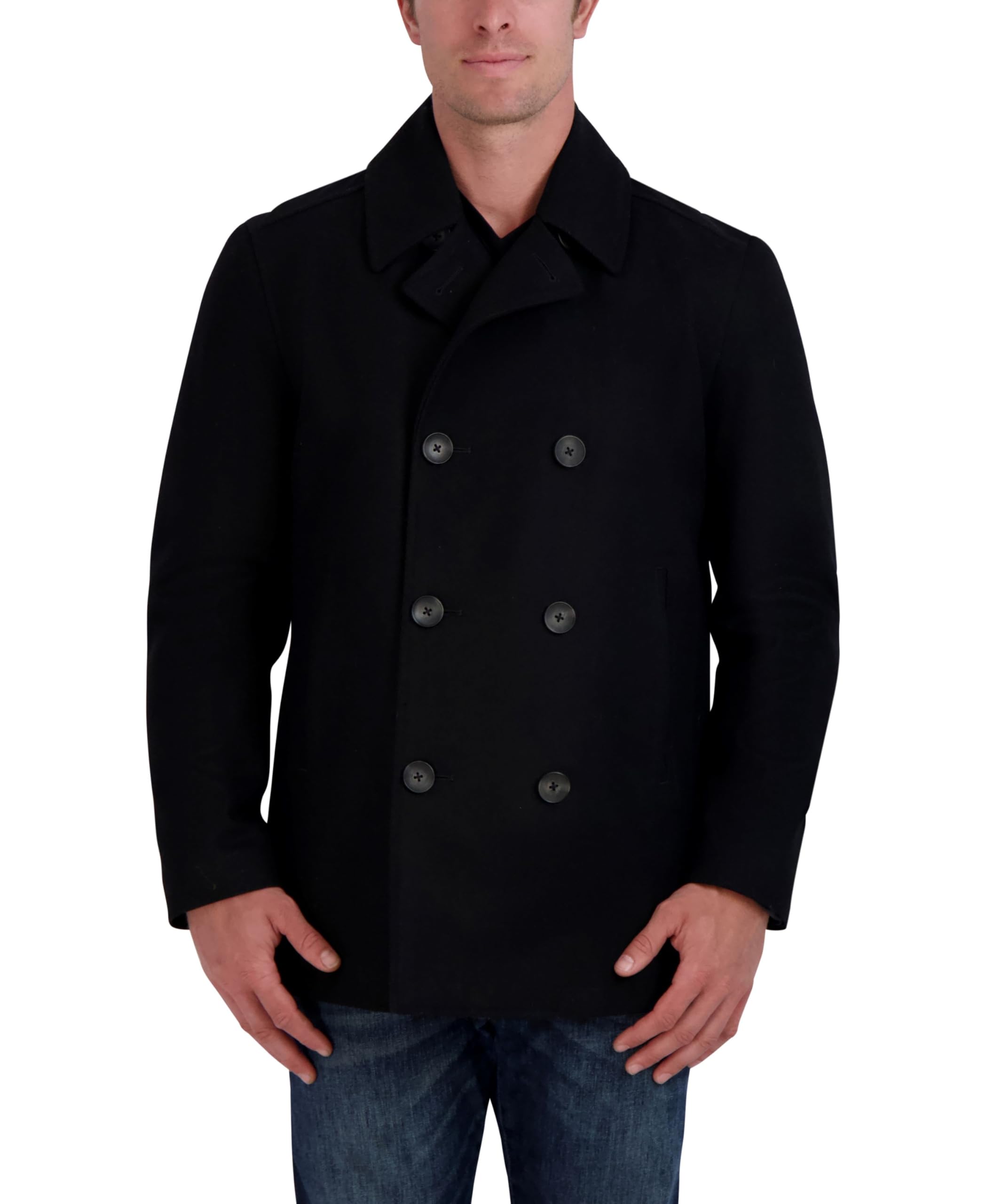Nautica Men's Peacoat Wool Blend Double Breasted Winter Trench