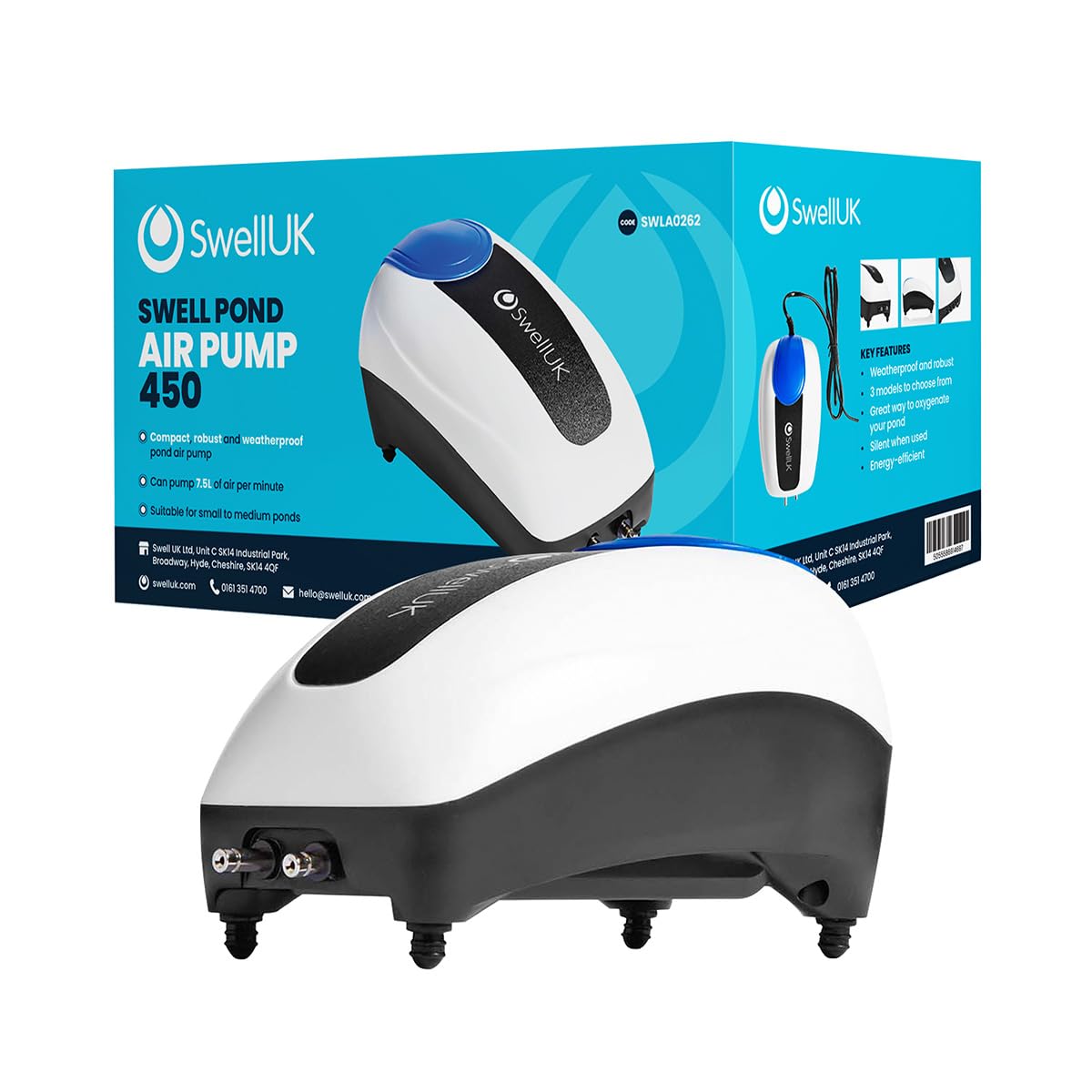 Swell Pond Air Pump 450 | Robust Air Pump | Garden Pond Air Pump | Fish Pond Essential | 3 Year Guarantee