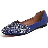 QXCGDYXT Flats Shoes Women Rhinestone Square Fashion Ballet Flats Wedding Flats for Women Comfortable Slip on Low Heel Dress Shoes