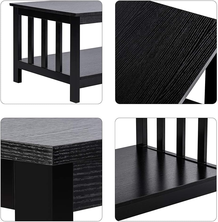 ChooChoo Black Wood Coffee Table for Living Room, Rectangle Mission Coffee Table with Shelf, 40 Inch, Easy Assembly: Kitchen & Dining