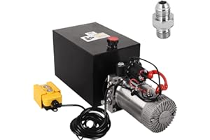 LFGUD 13 Quart Hydraulic Power Unit DC 12V Single Acting Metal Reservoir Dump Trailer Pump w/Remote Control for Dump Trailer Car Lifting
