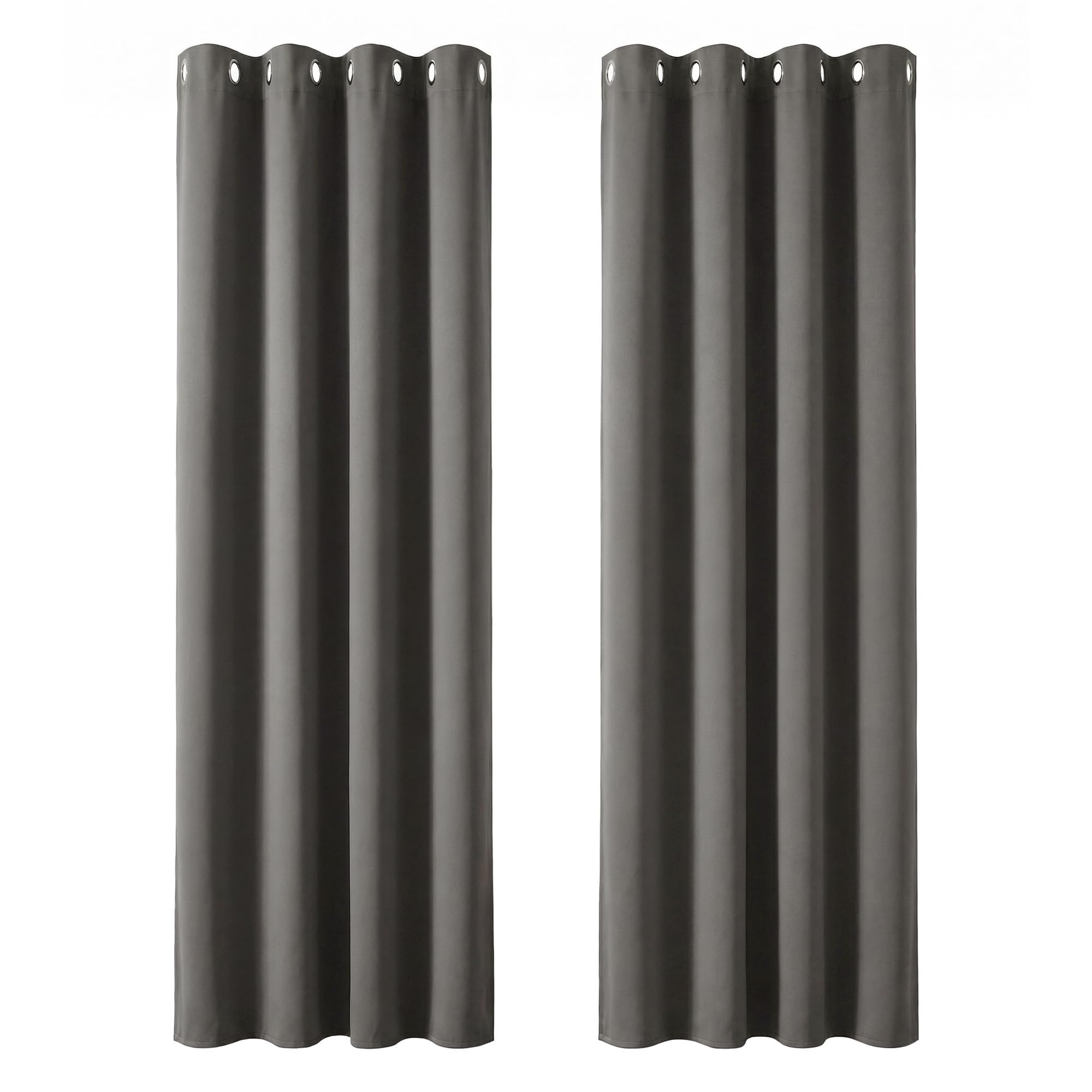Deconovo Thermal Blackout Curtains for Living Room Energy Saving Long Curtains 90 Inch Drop Bedroom Eyelet Drapes 46 x 90 Light Grey 2 Panels