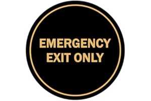 Signs ByLITA Circle Emergency Exit Only Sign (Black/Gold) - Small 1 Pack
