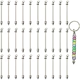 30 Pcs Beadable Keychain Bars Blanks Keychain - Making Supplies for DIY Crafts Jewelry Making Key Chain Bars Accessories - Suitable for Beads with a Pore Diameter of 2.5mm