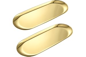 BIDPONDS 2 Pack Gold Oval Vanity Tray, Stainless Steel Jewelry Tray, Bathroom Tray, Makeup Cosmetic Trays,Towel Napkin Tray, Storage Organizer,11.8 x 4.8 inches (LxW),Large
