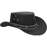 Australian Leather Cowboy Hat Bush Aussie Style Summer Western Outback Black and Brown Cowgirl Christmas Hat