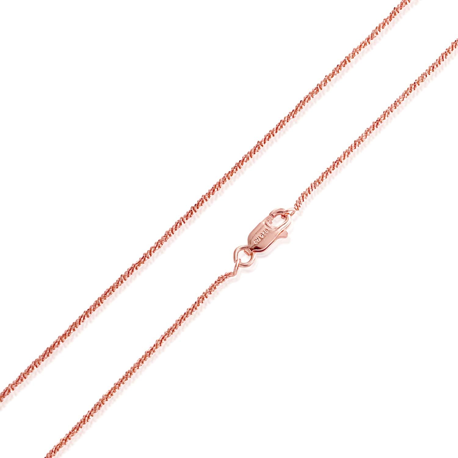 Sterling Silver 2mm Sparkle Rock Chain Necklace for Women, Size 14" - 36" Italy