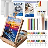 Artbreezing Mixed Media Art Set with Art Easel, Complete Art Supplies Kit | 55pc All-in-one Art Painting Kit, Tabletop Easel for Painting, Assorted Painting Supplies, Giftable Art Kit for Adults, Kids