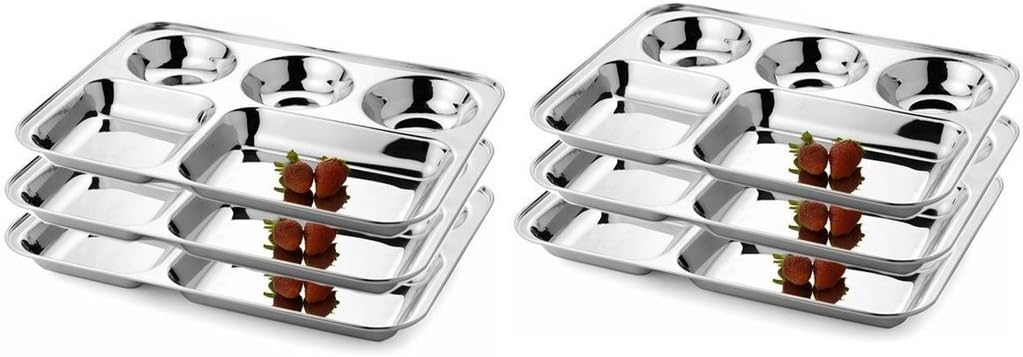 ROYAL SHAPPIRE Stainless Steel Multipurpose Plates (Silver) - Set of 6