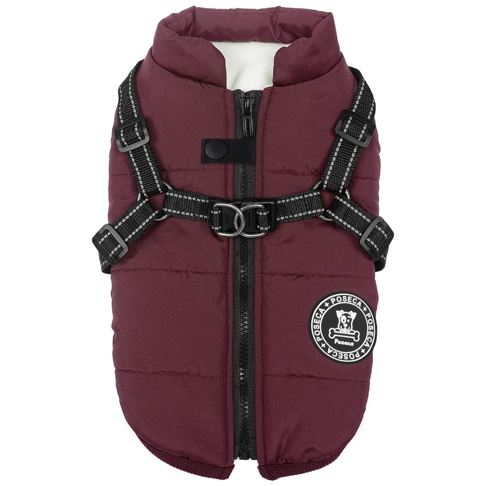 Poseca Dog Coat with Harness,Dog Coats Waterproof,Small Dog Harness Jacket,Puppy Winter Fleece Jackets,Winter Waterproof Coat with Reflective Harness and Zipper for Small Medium Large Dogs โ image 1