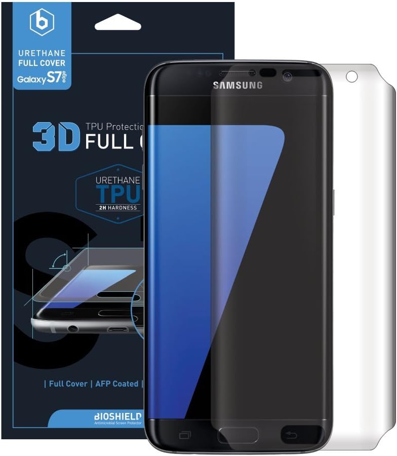 BIOSHIELD Anti-Shock Screen Protector for Galaxy S7 Edge with Full Coverage, Edge to Edge, Anti Shock, 2H, AFP, HD [3 Sheets]