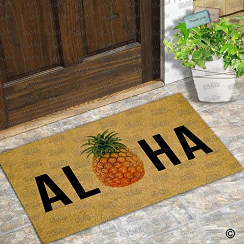 MsMr Entrance Floor Mat Funny Doormat Aloha Pineapple Door Mat Outdoor