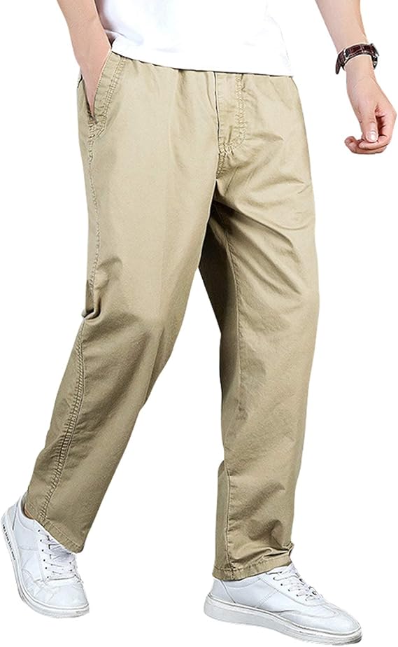 Amazon Feida チノパン メンズ ゆったり ワークパンツ ロングパンツ 大きいサイズ ボトムス コットン100 無地 定番 ロング パンツ 通販