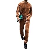 LecGee Men's 2 Piece Velour Tracksuit Full-zip Long Sleeve Sweatshirt and Jogger Pants Outfits Velvet Jacket Pants Set M-3XL