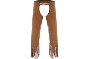 Lpdshaa Men's Western Cowboy Chaps Open Crotch Fringe Assless Western Motorcycle Chaps Pants