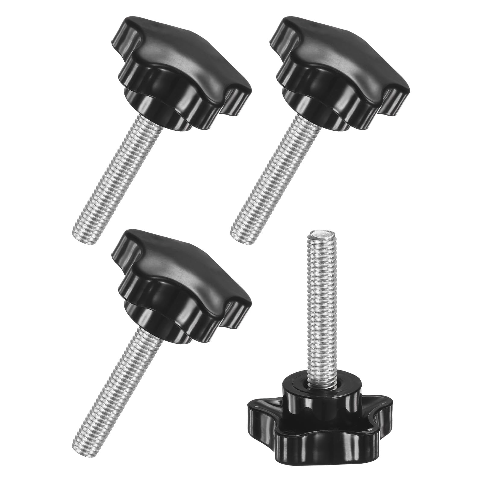M METERXITY 4-Pack Star Clamping Knobs, M8x40mm Male Thread Hand Tightening Screw for Machinery/Electronic/Furniture/Umbrella Base, Machine Handle Replacement [Stainless Steel, Black]