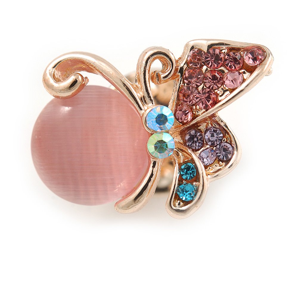 Tiny Multicoloured Butterfly Pin Brooch In Gold Tone Metal - 22mm W