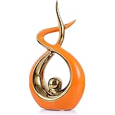 PlivBloom Home Decoration Modern Abstract Art Ceramic Statue Dining Table Decoration Dining Room Office core, Living Room Decoration, Coffee Table Center (Orange Gold, S)